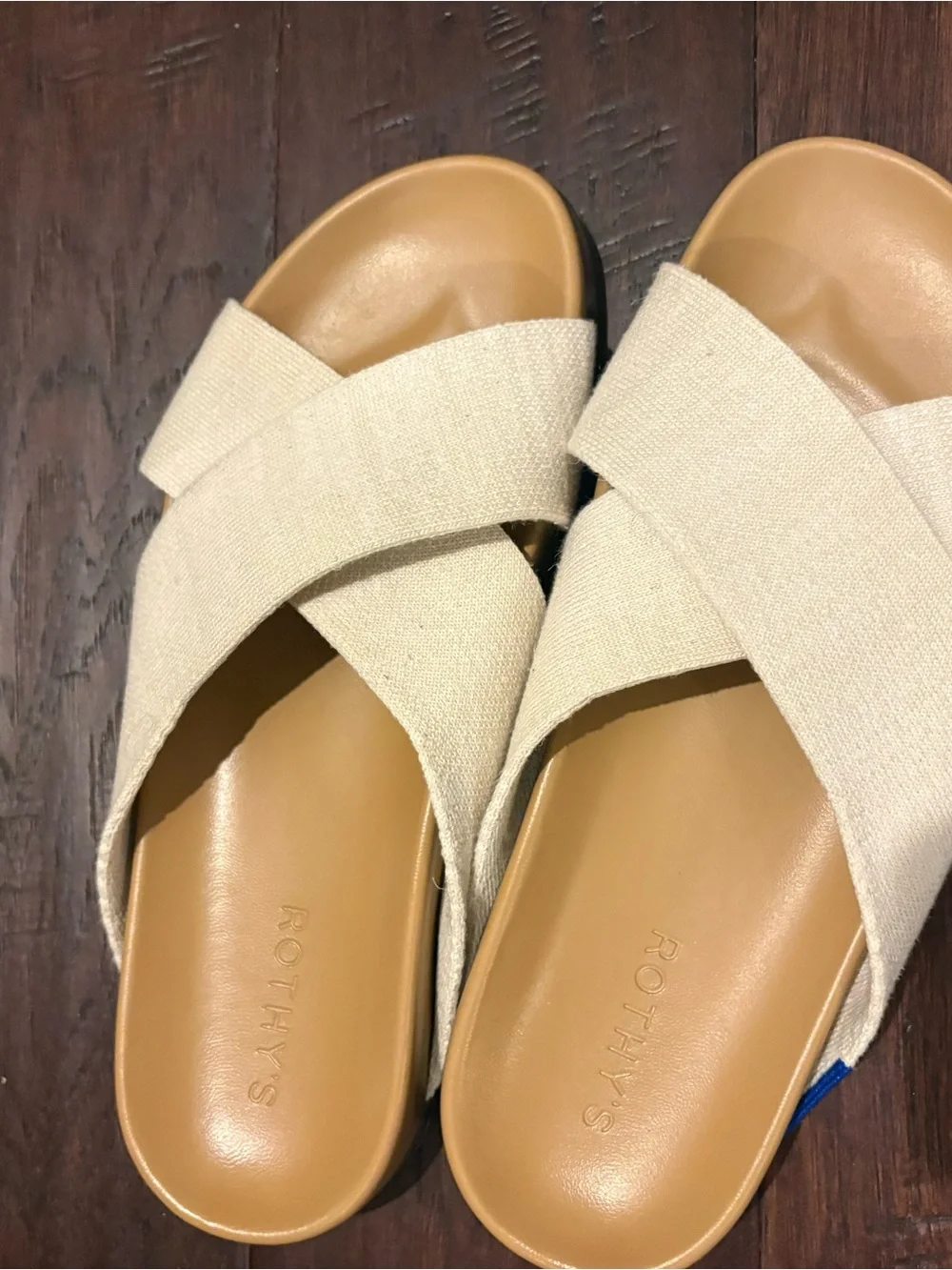 Rothy's The Weekend Slide — Cream Crossband Slide Sandals